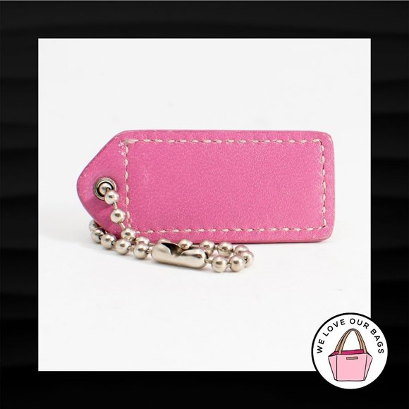 2" Medium COACH TAN SADDLE PINK LEATHER KEY FOB BAG CHARM KEYCHAIN HANGTAG TAG - Picture 2 of 2